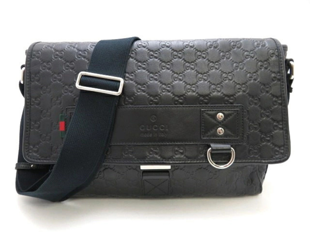 Gucci Shoulder Bag Messenger Gucci Guccissima Black